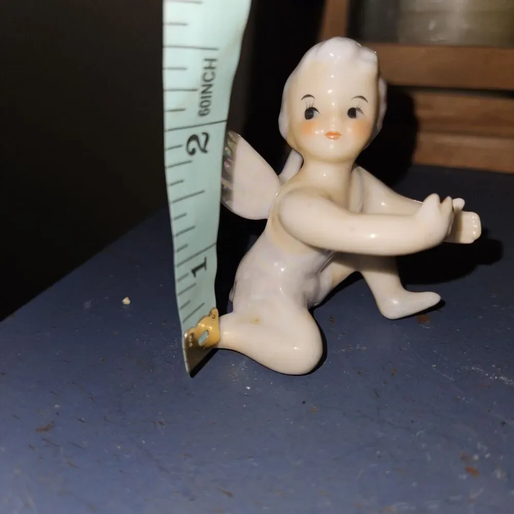 Vintage Angel Candle Hugger Japan - Iridescent Porcelain Christmas Climber 3